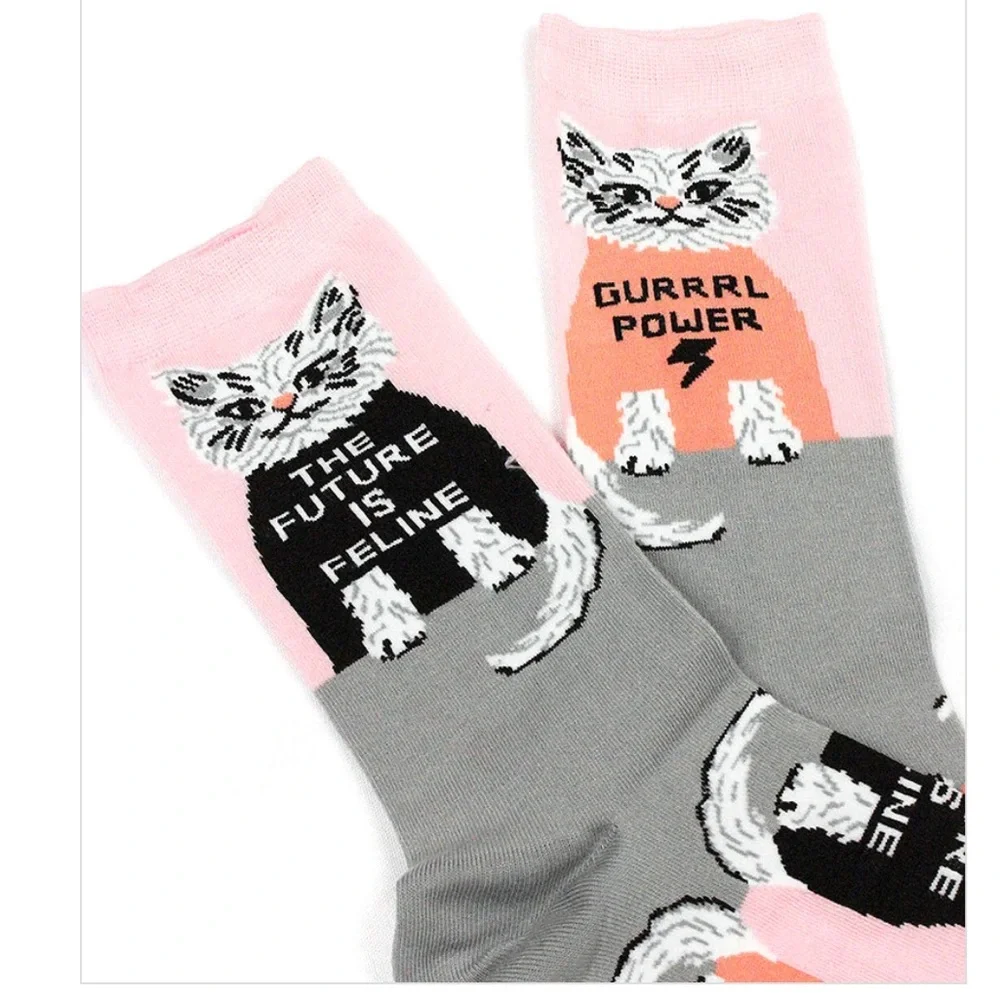 YELLOW OWL WORKSHOP THE FUTURE IS FELINE WOMENS SOCKS OS NWT